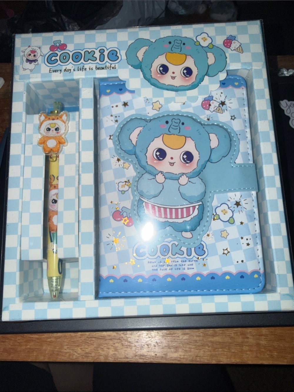 Cookie Blue Cartoon Notebook & Pen Set